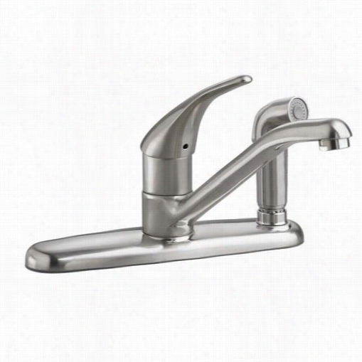 American St Andard 4175.530f15.075 Colony Single Handle Kitchne Faucet In Stainless Steel With Onboard Side Spray Escutcheon 1.5  Gpm