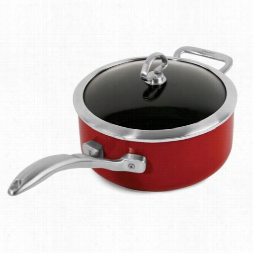 Chantal 83 5-200-re Copper Fusion Chiki Red 3qt. Saucepan With Glass Lid