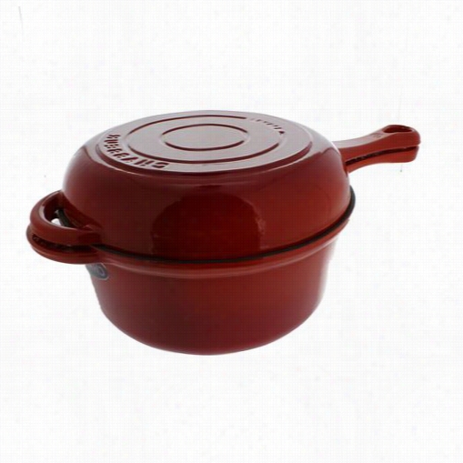 Chasseur C_i3040_fr____ci_9 9"" Dia. Cast Iron Combi Cook Sauce Pan In Flame Red