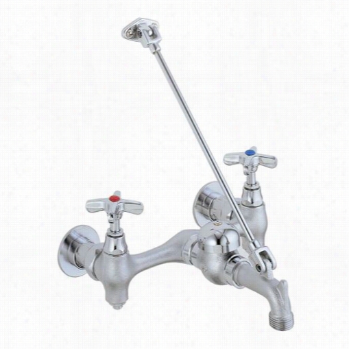 Delta 28t9 Double Cross Handlewallmount Kitchen Faucet Wiith Wall Brace And Pail Hook