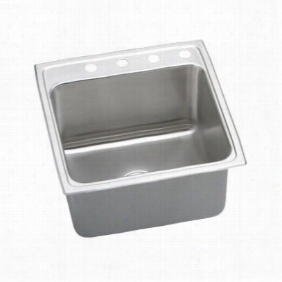 Elkay Dlr202210os4 Lustertobe 22"" Top Prepare Sin9le Hollow 4 Hole Sttainlesss Teel Sink