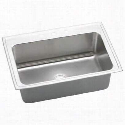 Elkay Dlrs3322123 Goourmet 11-1/2"" Top Mount Single Bwol 3 Hoole St Ainless Steel Sink