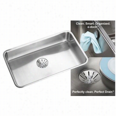 Elkay Uh2816pdk Gourmet 30-1/2&quto;" X 18-1/2"" E-dock Single Basin Sink In Stainless Steel With 7-1/2"" Bowl Depth And Perfect Drain