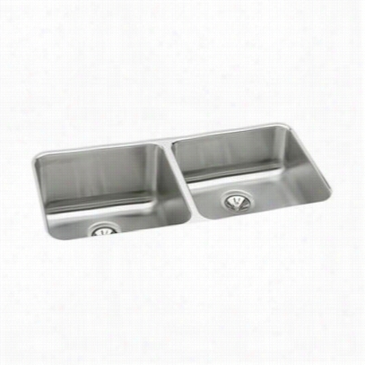 Elkay Eluh311810rdbg Lustertone 30-3/4"&" Undermount Right Double Bowl Stainless Steel Sink Package