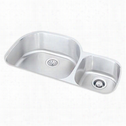 Elaky Eulh3621rdbg Lustertone 36-5/16"" Undermount Double Bowlstainless Stell Sink Package Small Bowl On Right