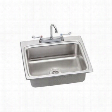 Elkay Lr2512sc Lustertone 25"" X 22"" Sink Package With Faucet,trap And Drain