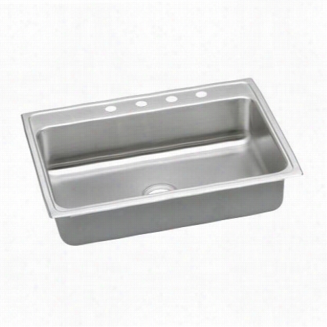 Elkay Lrad3122654 Gourmet6-1/2"" Top Mount Single Bowl 4 Hole Stainless Steel Sink