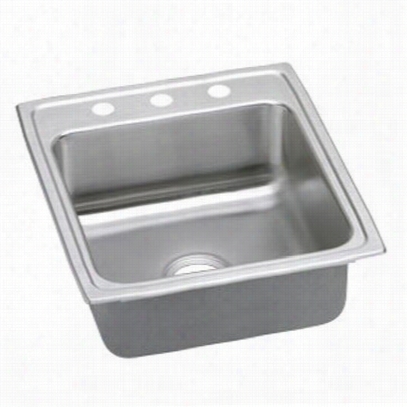 Elkay  Lradq202260 3lustertone 6""; Top Mount Sincere Bowl 3 Hole Stainless Steel Sink