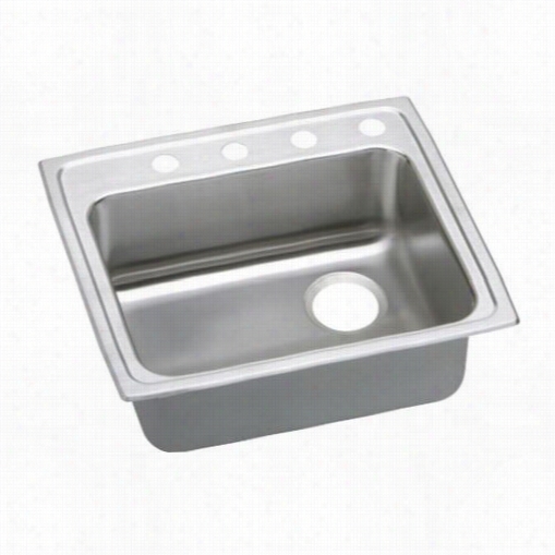 Elkay Lradq221960r4 Lustertone 19-1/2"" Top Mount Single Bowl 4 Perforation Right Drain Stainless Steel Sikn