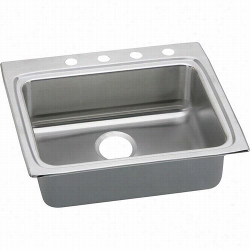 Elkay Lradq2522654 Lustertone 6-1/2&quuot;" Drop-in Single Bowl 4 Hole Stainless Steel Sink