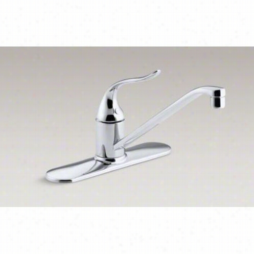 Kohler K-15171-pt-cp Coralais 1 Holes Kitchen Faucet With 10"" Spout, Ground Joints Annd Lever Handle