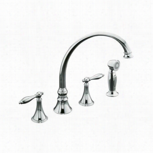 Kohler K-377-4m Finial Tradotional Kitchen Sink Faucet With Spout Reach