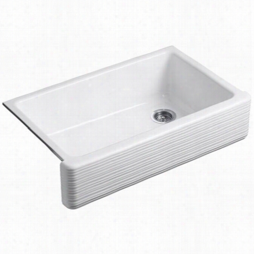 Kohler K-6351-0 Wwihtehaven Hayridge Undermount Single Bowl Kitchen Sink In White Wth Tall Apron