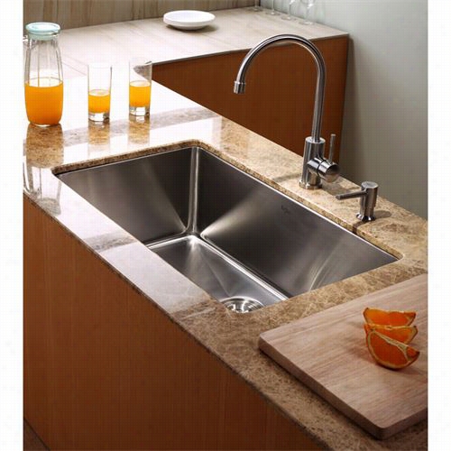 Kraus Khu100-30-kpf216 0-sd20 30&qhot;" Undermount Single Bowl Spotless Steel Kitcheen Sink With Kitchen Faucet And Soap Dispenser