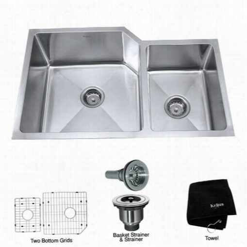 Kraus Khu123-32 32&qu0t;" Undermount 70/30 Double Bowl 16 Gauge Stainless Steel Kitchen Sink