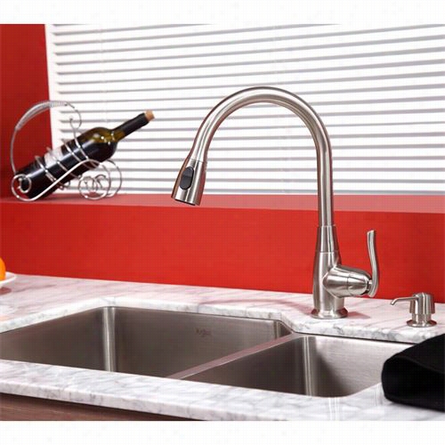 Kraus Khu123-32-kpf2230-ksd300sn 32"" Undermount Double Bowl Stainless Steel Sink With Satin Nickel Faucet