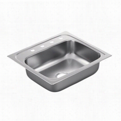 Moen G221964 2200 Series 25""l X 22"&quott;w X7""d 4 Hokes Drop In Single Basin Kitchen Penetrate