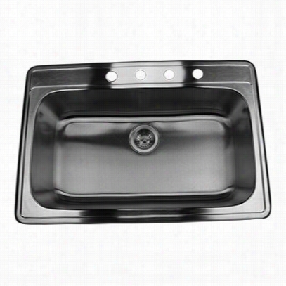 Nntucket Sinks Ns3322-9 Madaket 32"" Large Rectangle Single Bowl Self Riimmign Stainless Steel Drop In Kitchen Sink