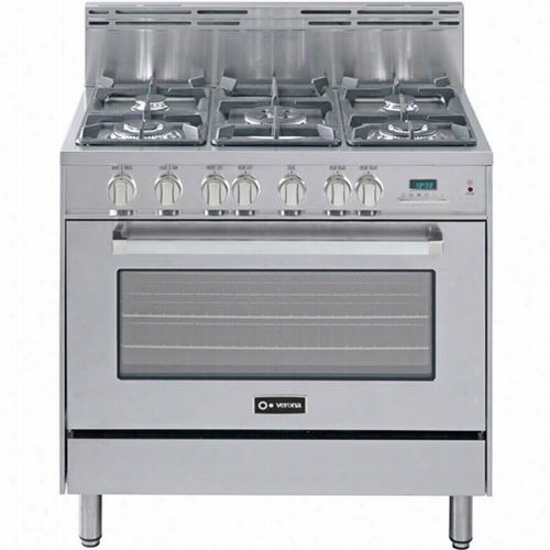 Verona Vefsge365nss 36"" Dual Fuel Range With 5 Sealed Burners In Stainless Steel