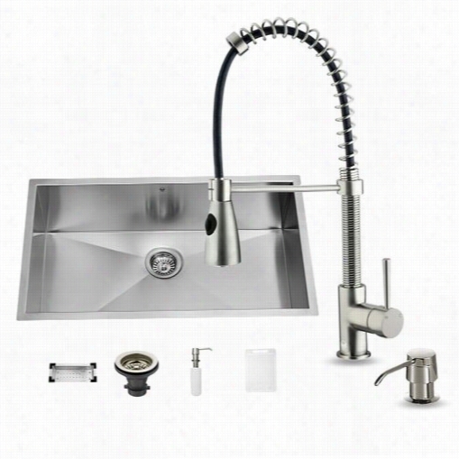 Vigo Vg1050 9 Undermount Kitchen Sink, Faucet, Dispenser, A Nd Colander In Spotless Steeel