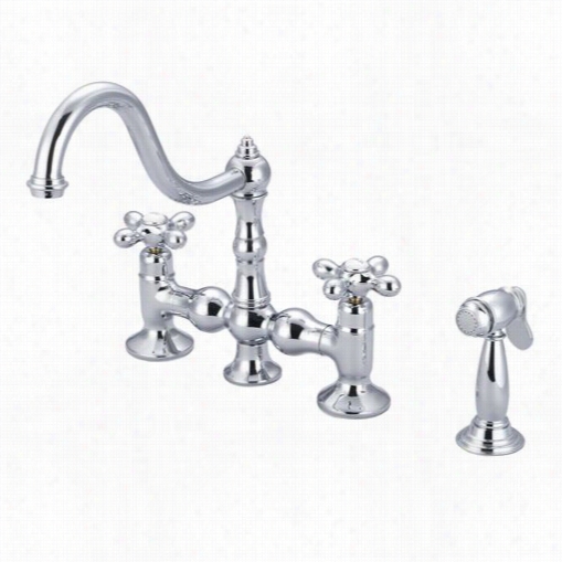 Water Creation F5-0010-01 Bridge Style Kitchen Fucte With Solid Brass Side Spray To Match In Polished Chrome