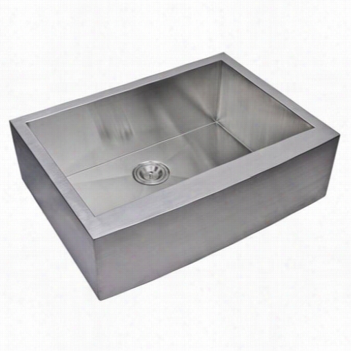 Water Creaton Ss-as-3022a 30"&quo T; X 22"" Zero Radius Single Bowl Stainless Steel Hand Made Ap Ron Front Kitchen Sink