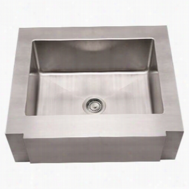 Whitehaus Whncmap3026 Noah's 30quot;" Singel Bowl Sink In Brushed Stainless Steel With Decorative Notched Front Apron