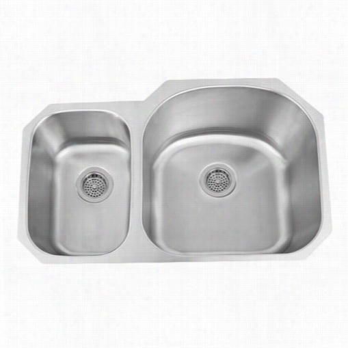 Barclay Kssdb2548-ss Haines 32"" Double Bowl Kitcben Sink With Smal Bowl On Letf In Stainless Steel