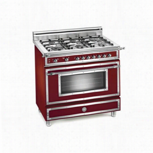 Bertazzoni Her3666gasvi Heritage 36"" Gas Range In Matte Vinow Ith 6 Brasss Burners