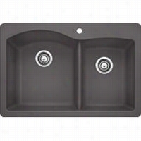 Blanco 441465 Silgranit Ii Diamond Drop-in 1-3/4"" Double Bowl Kichen Sink In Cinder