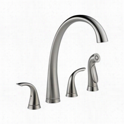 Delta 2480-ar-dst Pilar Tw O  Haft Widespread Kitchen Faucet With Speay In Rcttic Stainless