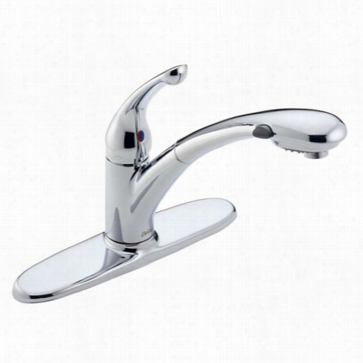 Delta 470-arwe-dst Signature Single Handle Kitchen Faucet In Arctic Stai Nless With Pull-out Spray Diamond Seal Technology And 1.5gpm Flow Rate