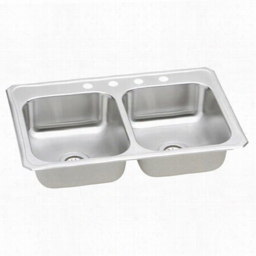 Elkay Cr33220 Ceebrity 22&qout;&qu O;t Rise Above Mountain Double Bowl Stainless Steeel Sink