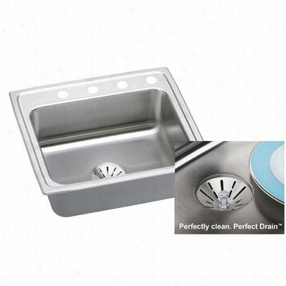 Elkay Dllr252110pd Gourmet 25"" X 12-1/4"" Perfect Drain Single Basin Kitchen Isnk With 10-1/8"" Bowl Depth