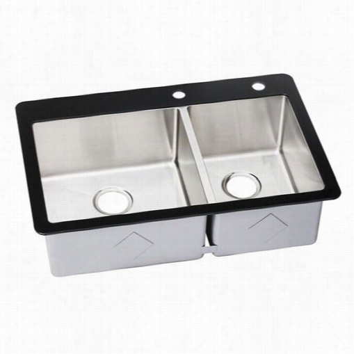 Elkay Ectgro33229r2r 18 Gauge Stainlees Steel 31-1/2"" X 16"&quott; X 9-5/16""h Double Bowl Top Mount Kitchen Sink With Glas