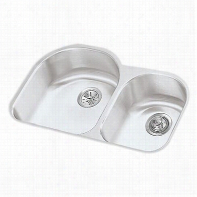 Elkay Eluh3119rdbg Hrmony 7_1/2"" Undermount Double Goblet Stainless Steel Penetrate Package Small Bowl On Right