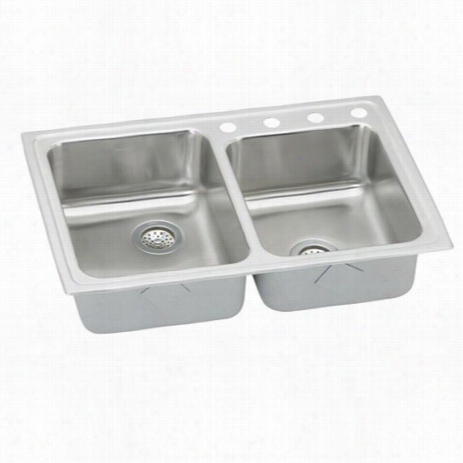 Elkay Lradq25065 Gourmet 18 Gauge 33"" X 22"" X 6-1/2"" Double Bowl Kitchen Sink With Quick-clip Mountin System