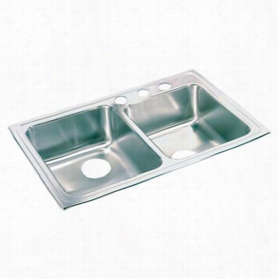 Elkay Lrq250 Lustertone 33"" Top Omunt Duplicate Bowl Stai Nless Steel Sink