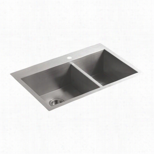 Kohleer K-3823 Vault Undermount Double Bowl Kitchen  Sink