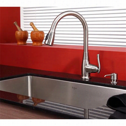 Kraus Khu100-30-kpf2230-ksd30sn 30"" Undermount Single Bowls Tainless Steel Sink Wity Satin Nickel Faucet