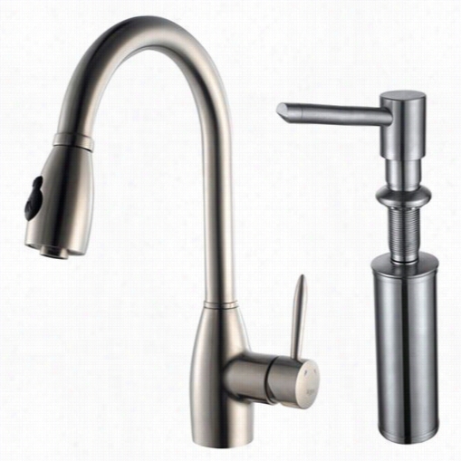 Kraus Kpf-213-0sd20 Single Lever Stainless  Steel Pull Outk  Itchen Faucef And Soap Distributer