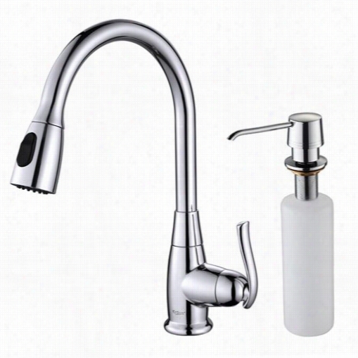 Kraus Kpf-2230-ksd-30ch Single Lever P Ull Out Kitchen Facet And Soap Dispenser In Chrome