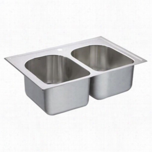 Moen G282571 1800 Series 33&quo;t"l X  22""w X 10""d 1 Hole Drop Inn Double Basin Kitche Nsink