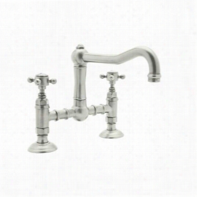 Rohl A1459lppn-2 Country Dress Mount Kitchen Bridge Faucet In Polkshed Nickel Witth Porcelain Lever Ahndle
