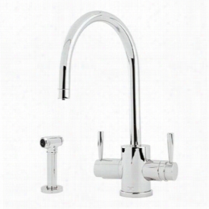 Rohl U.kit1293ls-apc Triflow Double Lever Handle Kitchen Faucet By The Side Of ""c"" Spout And Sidespray In Polished Chrome