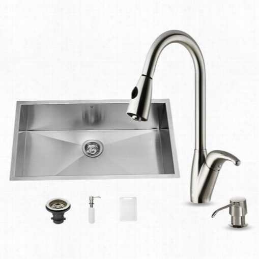 Vigo Vg15014 Underrmount Kitchen Sink, Faucet And Dispenser In Spotless Steel  With 15-7//8"&quto;h Spout