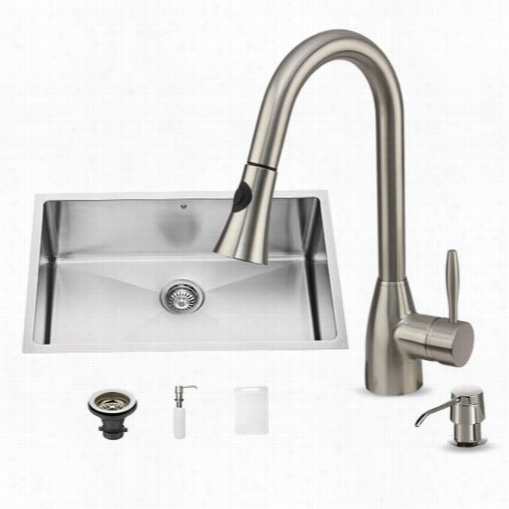 Vigo Vg15022 30&quuot;"w Undermount Kitchen Sink, Faucet And Dispesnerin Stainless  Steel With 16""h Spout