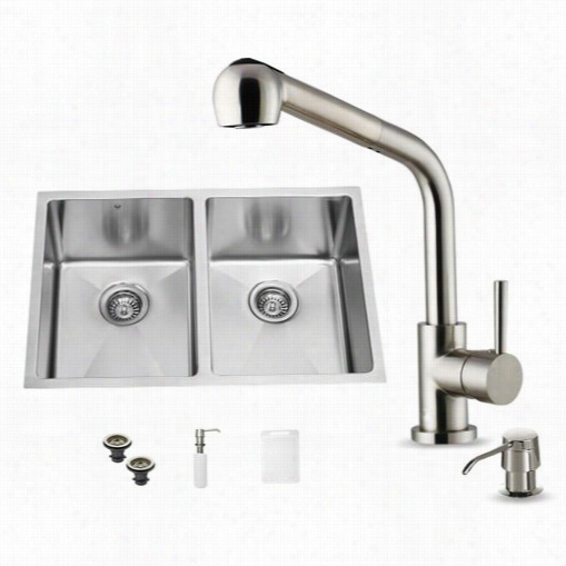 Vigo Vg15028 Unedrmount Kitcuen Sink Faucet And Dispenesr In Stainless Steel With 13-1/8"&qquot;h Spout