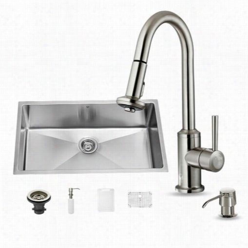 Vigo Vg15167 All In One 32&q Uot;" Undermount Stainless Steel Kitchen Sink And  Fauce T Set