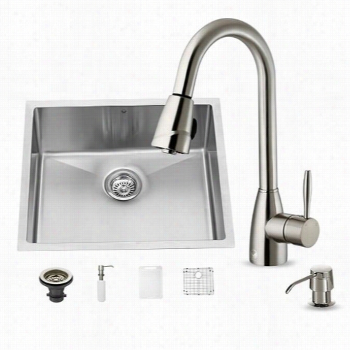 Vigo Vg15224 All In One 23"&;quot; Undermount Stainless Steel Kitchen Sink And Fwucet Set